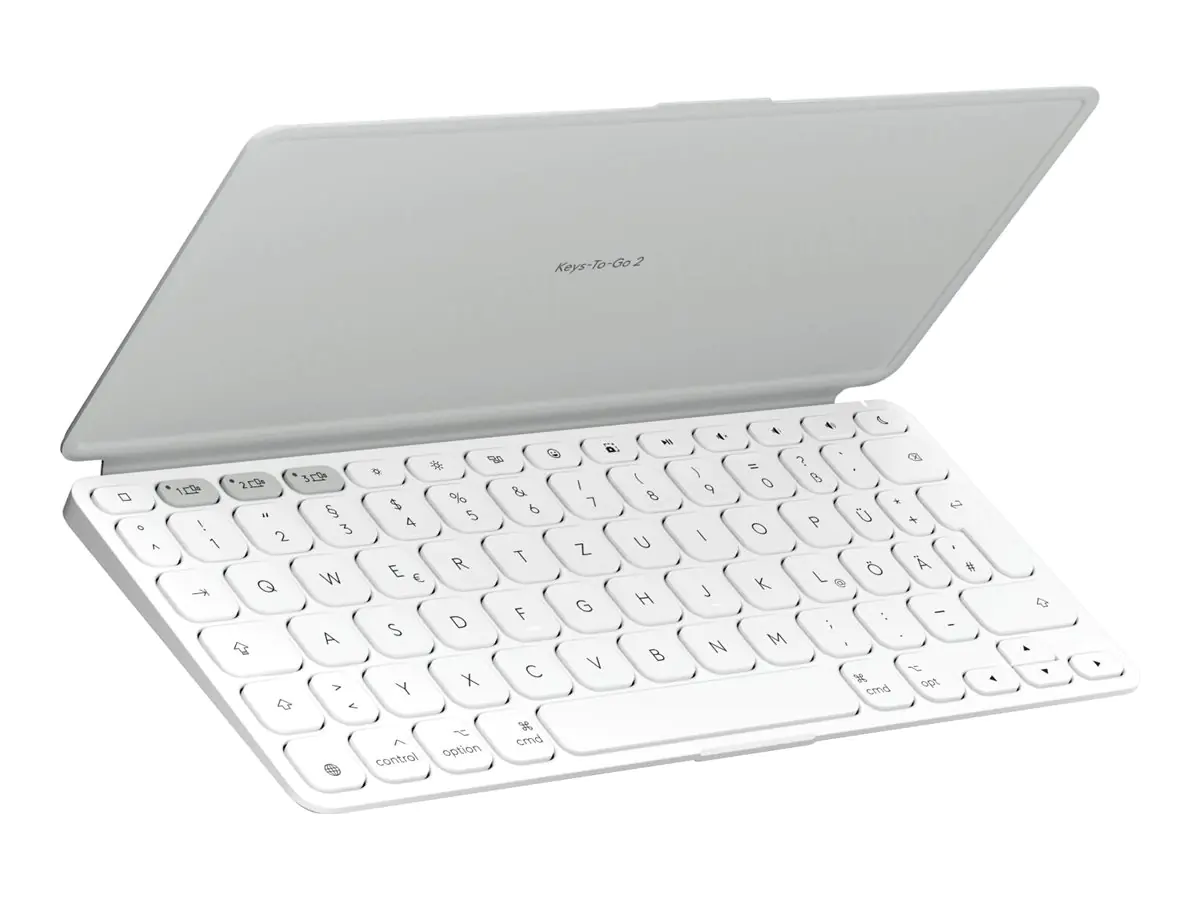 Logitech Keys-To-Go 2 for iPad - Tastatur - built-in cover - kabellos - Bluetooth LE - QWERTZ - Deutsch - Pale Gray