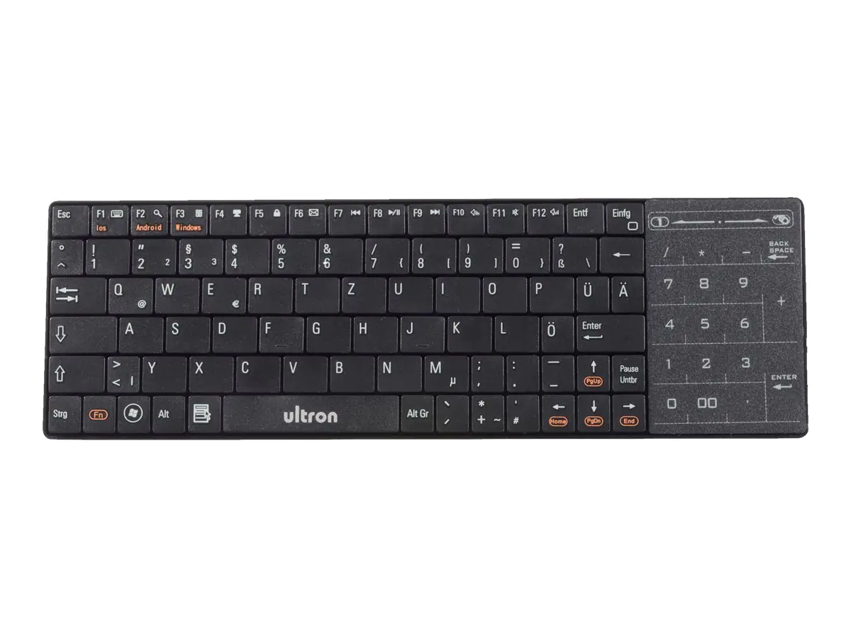 Ultron UMT-BT - Tastatur - Bluetooth - QWERTZ - Deutsch - Schwarz