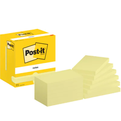 Post-it Haftnotiz Notes 127 x 76 mm (B x H) gelb 100 Bl./Block 12 Block/Pack.