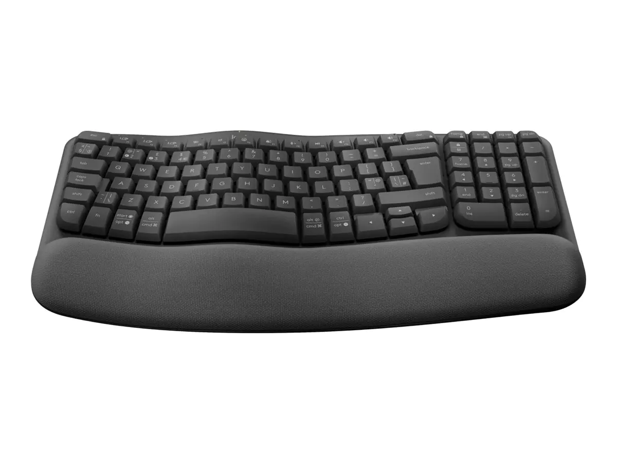 Logitech Ergo Series Wave Keys for Business - Tastatur - kabellos - 2.4 GHz, Bluetooth 5.1 LE - QWERTZ - Deutsch - Graphite