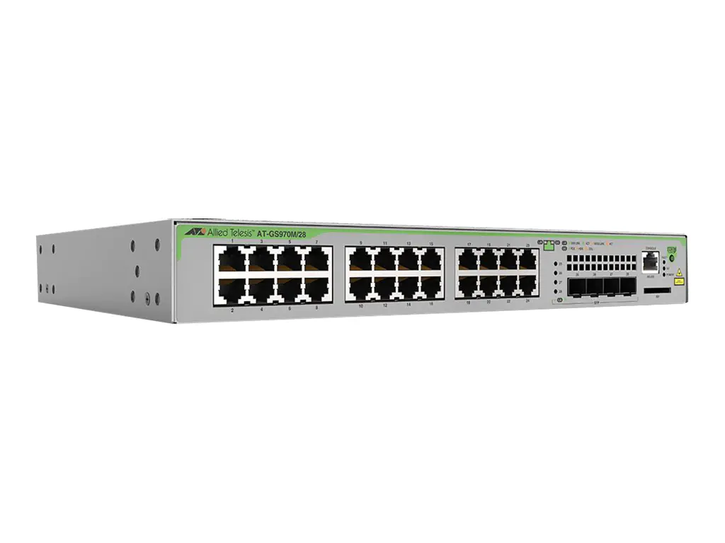 Allied Telesis CentreCOM AT-GS970M/28 - Switch - L3 - managed - 24 x 10/100/1000 + 4 x SFP (mini-GBIC) (Uplink) - Desktop