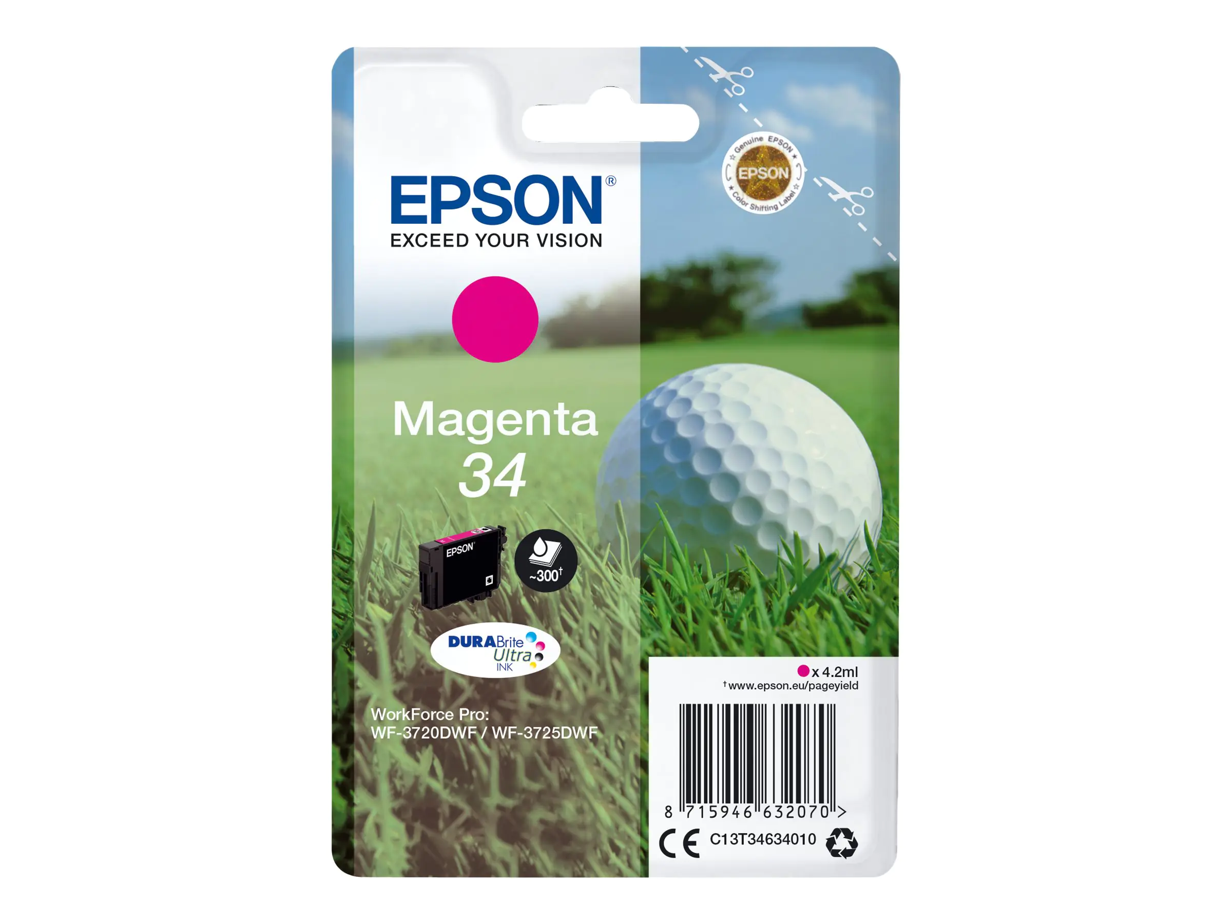 Epson 34 - 4.2 ml - Magenta - Original - Tintenpatrone - für WorkForce Pro WF-3720, WF-3720DWF, WF-3725DWF