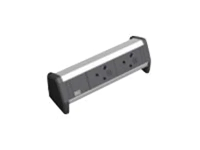 Bachmann DESK - Steckdosenleiste - Wechselstrom 240 V - Eingabe, Eingang GST18 - Ausgangsanschlüsse: 2 - 1 m - Großbritannien und Nordirland - Schwarz, eloxiertes Aluminium