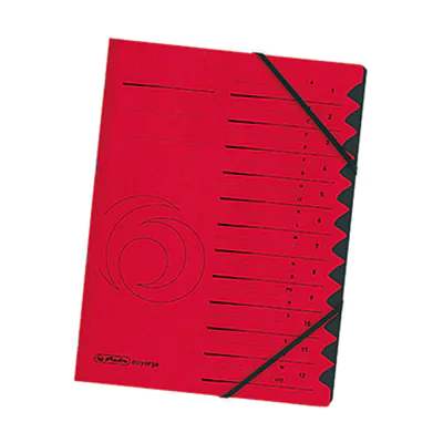 Herlitz Ordnungsmappe 10843324 DIN A4 12 Fächer Karton rot