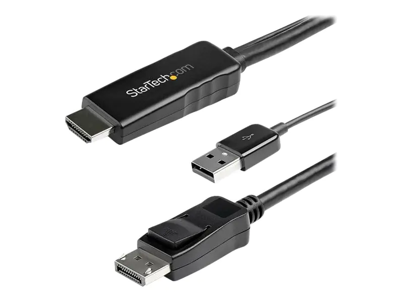 StarTech HD2DPMM2M HDMI auf DisplayPort (2m, aktiv, 4k 30Hz, Adapter, Kabel, Konverter, HDMI 1.4, DP 1.2, mit USB Stromversorgung) - Videokabel - HDMI, USB (nur Strom) männlich zu DisplayPort männlich - 2 m - Schwarz - 4K Unterstützung, aktiv