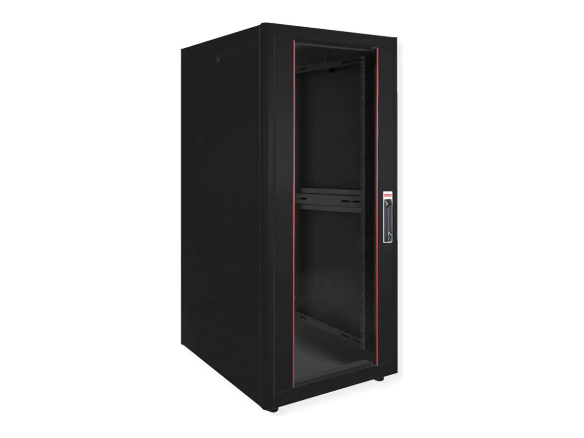 ROLINE Basic - Schrank Netzwerkschrank - glass door, 600x800 WxD - RAL 9005, Jet Black - 26U - 48.3 cm (19") 26.21.0205