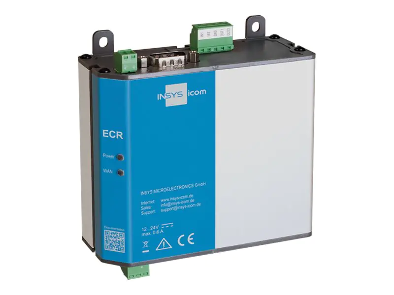 INSYS icom ECR EW300 - Wireless Router - WWAN 2-Port-Switch - Modbus - Wi-Fi - 2,4 GHz - an DIN-Schiene montierbar, wandmontierbar