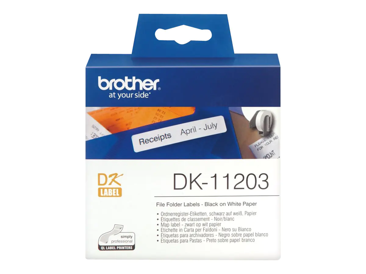 Brother Thermoetiketten schwarz auf weiß 17 x 87 mm DK11203 quadratische Etiketten 300 Stk.