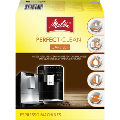 Melitta Kaffeeautomatreiniger-Set Perfect Clean Kaffeevollautomaten ANTI CALC Flüssigentkalker 250 ml, PERFECT CLEAN Reinigungstabs, PRO AQUA Wasserfilter, PERFECT CLEAN Mikrofasertuch, Reinigungspinsel