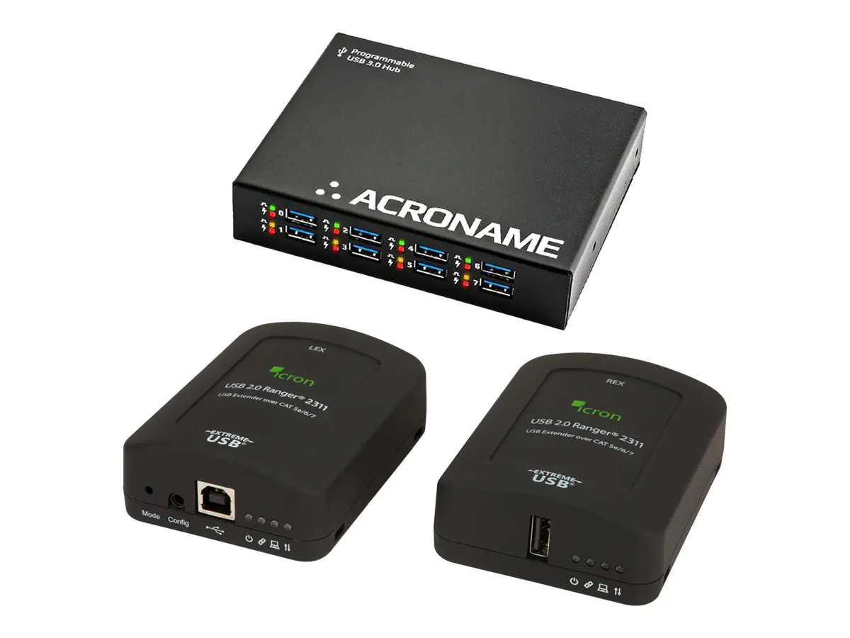 Acroname USBHub3+ - BYOD solution for Poly Studio Room Kit - Hub - 8 x USB 3.2 Gen 1 - Desktop - mit Icron USB 2.0 Ranger 2311
