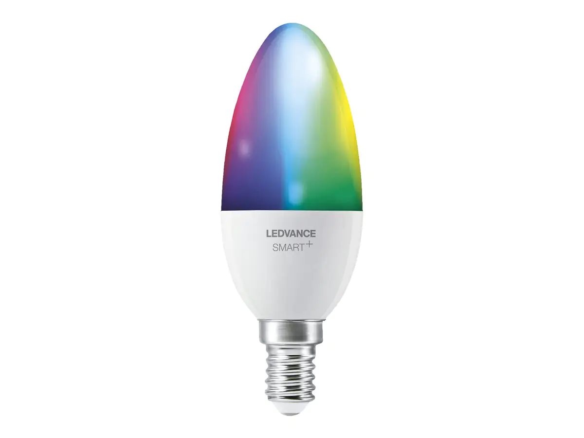 LEDVANCE SMART+ - LED-Lampe - Form: B40 - E14 - 4.9 W (Entsprechung 40 W) - Klasse F - RGBW-Licht - 2700-6500 K - weiß