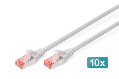 DIGITUS CAT 6 S/FTP Patchkabel, 0,5 m, Grau, 10 Stück DK-1644-005-10