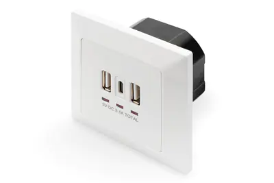 Digitus DA-70618 - USB-Ausgang - USB, USB Typ-C - 2 USB-Anschlüsse, 1 USB-C socket - 3.1 A - RAL 9003, Signal White