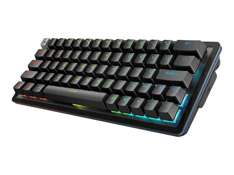 Mountain Everest 60 RGB - Tastatur - Hintergrundbeleuchtung - USB-C - QWERTY - USA - Tastenschalter: lineare Geschwindigkeit - schwarz