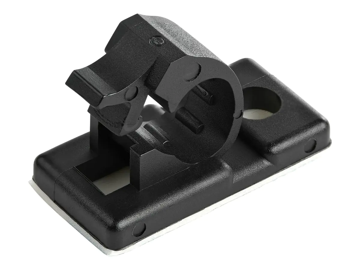 StarTech 100 Selbstklebende Kabelklemmen Klein - PC Kabelmanagement/Kabelhalterung - Kabel Organisator - Netzwerk/USB/Ethernet Kabelclips - Nylonklemme UL/94V-2 Brandklasse - Schwarz (CBMCC1) - Kabelklammer - Schwarz - TAA-konform (Packung mit 100)
