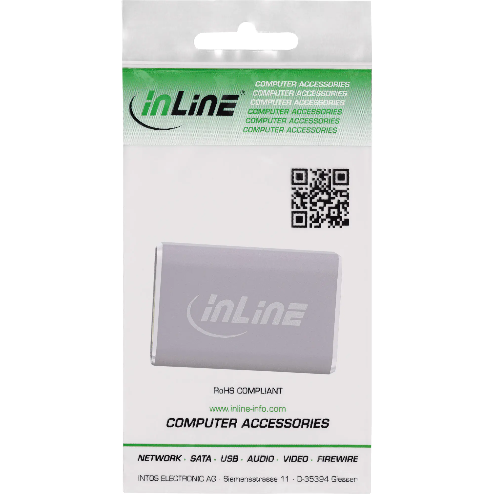 InLine - HDMI-Adapter - HDMI weiblich zu HDMI weiblich - Grau, Schwarz - unterstützt 8K 60 Hz (7680 x 4320)