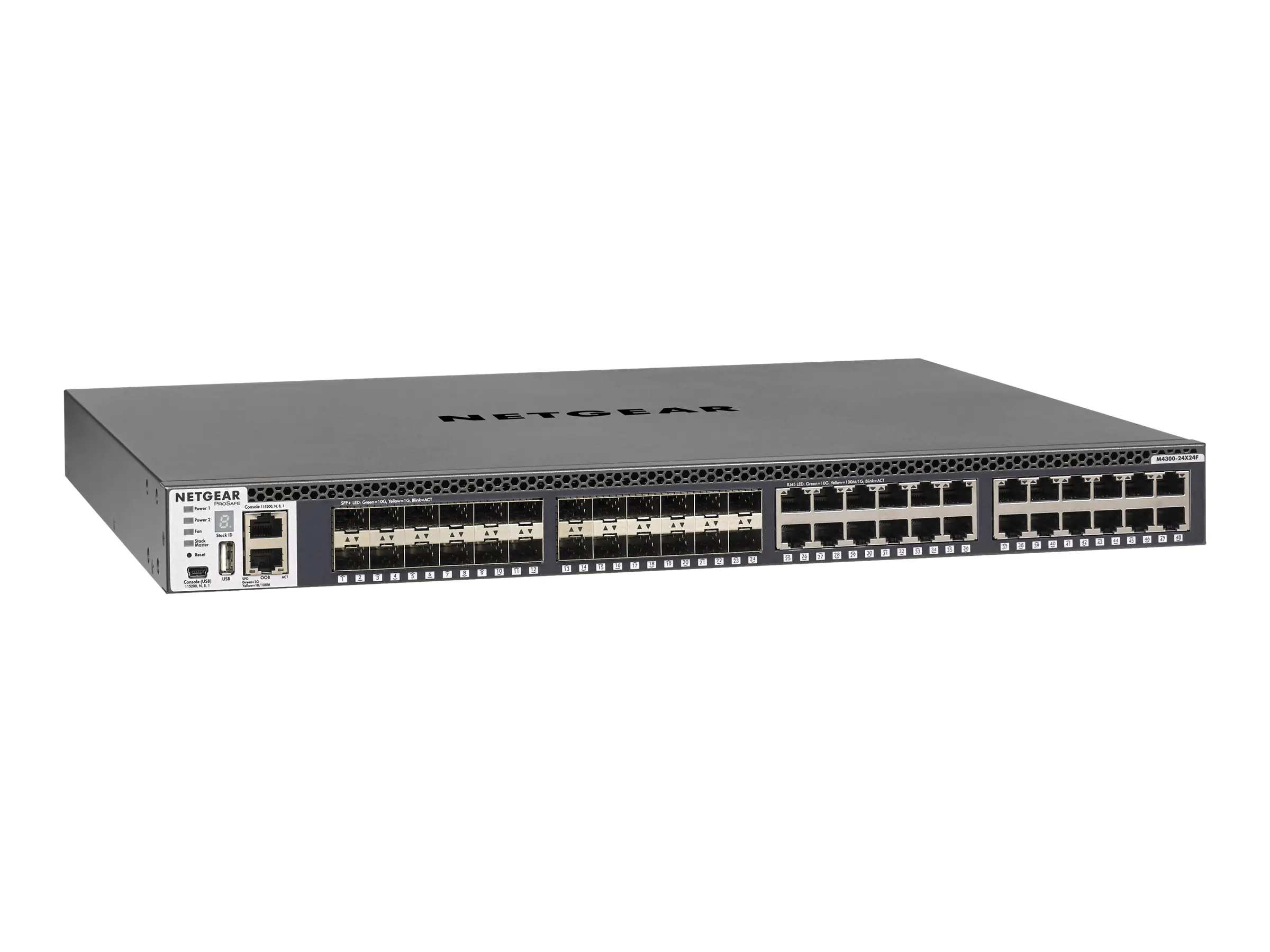 NETGEAR M4300-24X24F - Switch - L3 - managed - 24 x 10/100/1000/10000 + 24 x 10 Gigabit SFP+ - Luftstrom von vorne nach hinten - an Rack montierbar