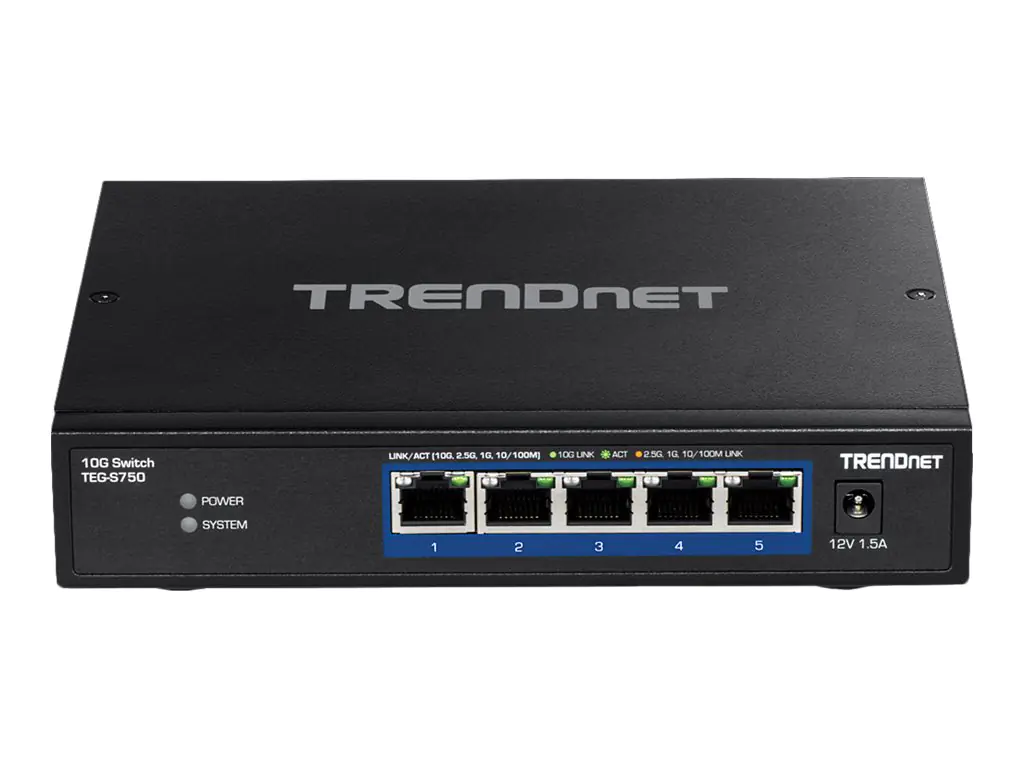 TRENDnet TEG-S750 - Switch - unmanaged - 5 x 10GBase-T - Desktop, wandmontierbar - TAA-konform