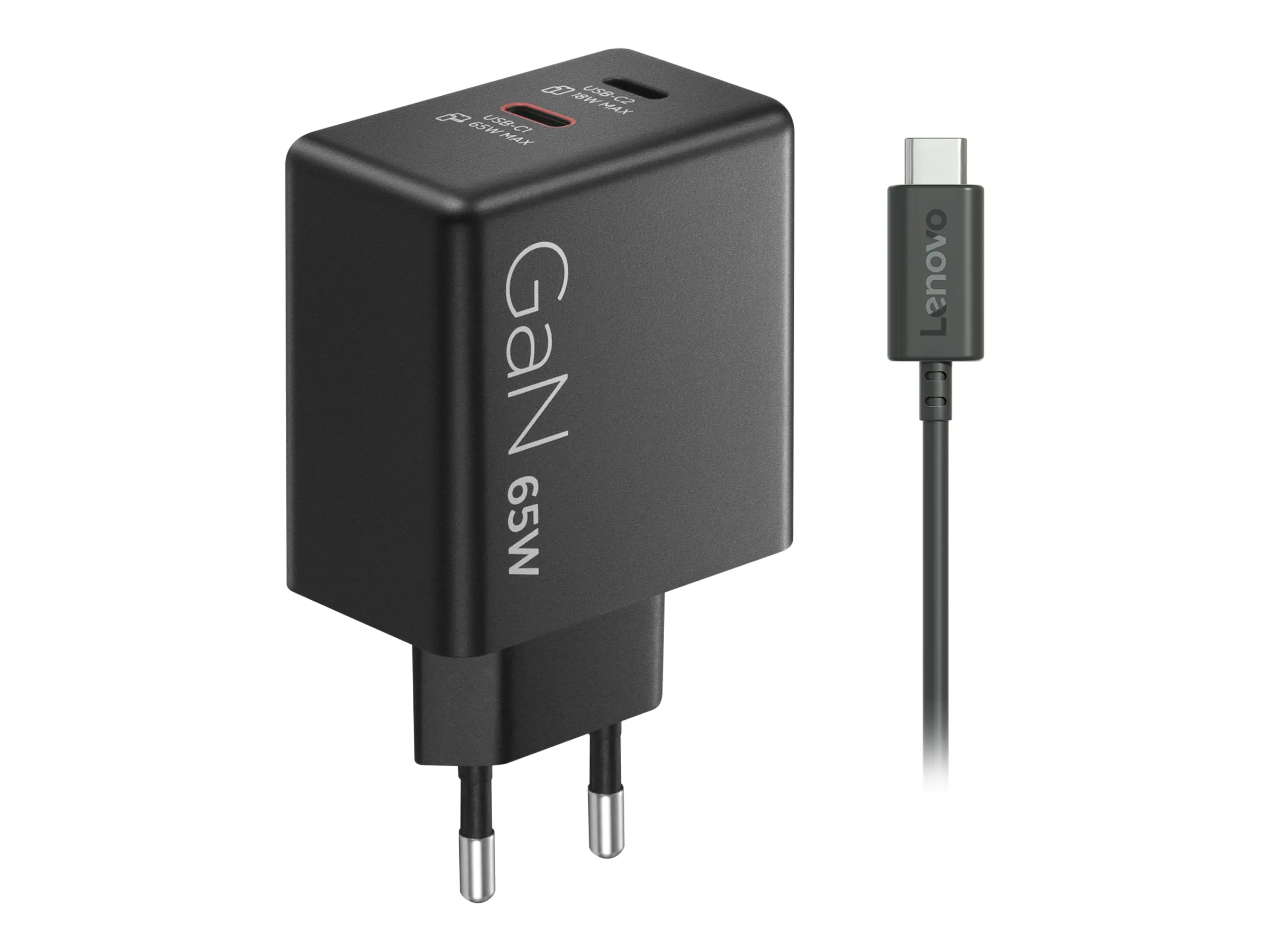 Lenovo Dual USB-C GaN Charger Black - Netzteil - 65.000 W