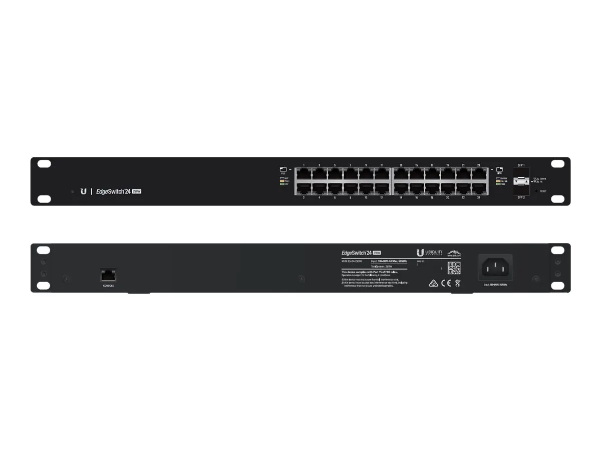 UbiQuiti EdgeSwitch 24 - Switch - L3 - managed - 24 x 10/100/1000 (PoE+) + 2 x Gigabit SFP - an Rack montierbar - PoE+