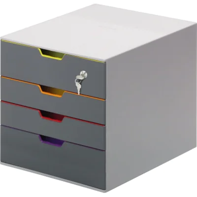 DURABLE Schubladenbox VARICOLOR Safe 760627 Schloss 4Fächer gr/fb