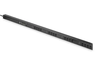 Digitus - Stromverteilungseinheit (Rack - einbaufähig) - Wechselstrom 250 V - 4000 Watt - 1-phasig - Ethernet 10/100, serial - Eingabe, Eingang IEC 60309 16A - Ausgangsanschlüsse: 16 (16 x IEC 60320 C13) - 3 m Schnur - Schwarz