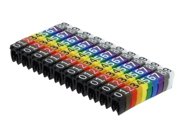 DeLOCK - Set Kabelmarker-Clips - Grau, Schwarz, weiß, Blau, Gelb, Rot, grün, braun, orange, violett