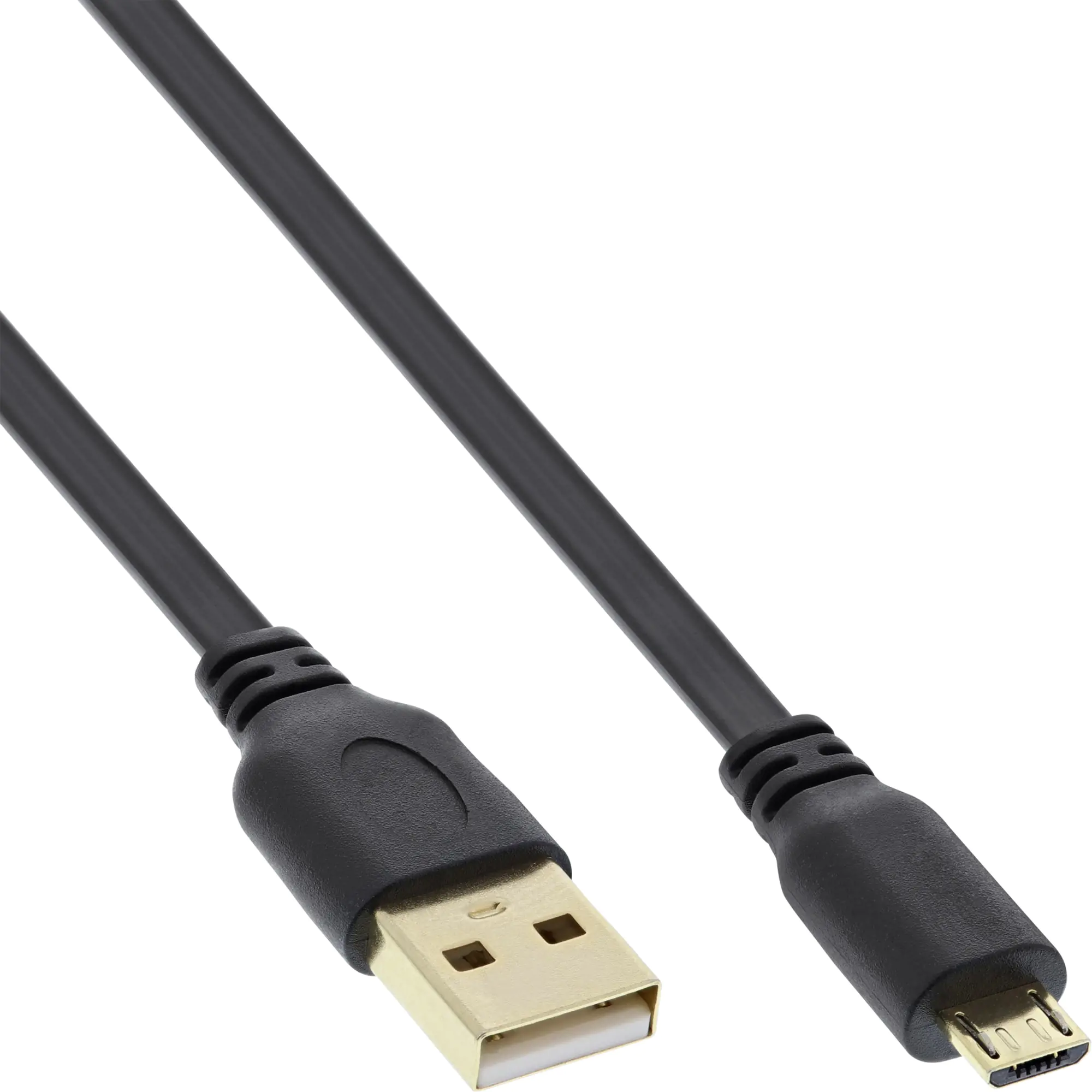 InLine - USB-Kabel - Micro-USB Typ B (M) zu USB (M) - 3 m - flach - Schwarz