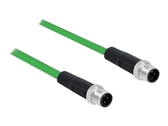 Delock - Netzwerkkabel - M12 (4-polig) (M) zu M12 (4-polig) (M) - 2 m - SF/FTP - halogenfrei - grün