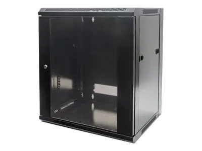 Intellinet Network Cabinet, Wall Mount (Standard), 9U, Usable Depth 410mm/Width 510mm, Black, Flatpack, Max 60kg, Metal & Glass Door, Back Panel, Removeable Sides, Suitable also for use on desk or floor, 19",Parts for wall install (eg screws/rawl plu
