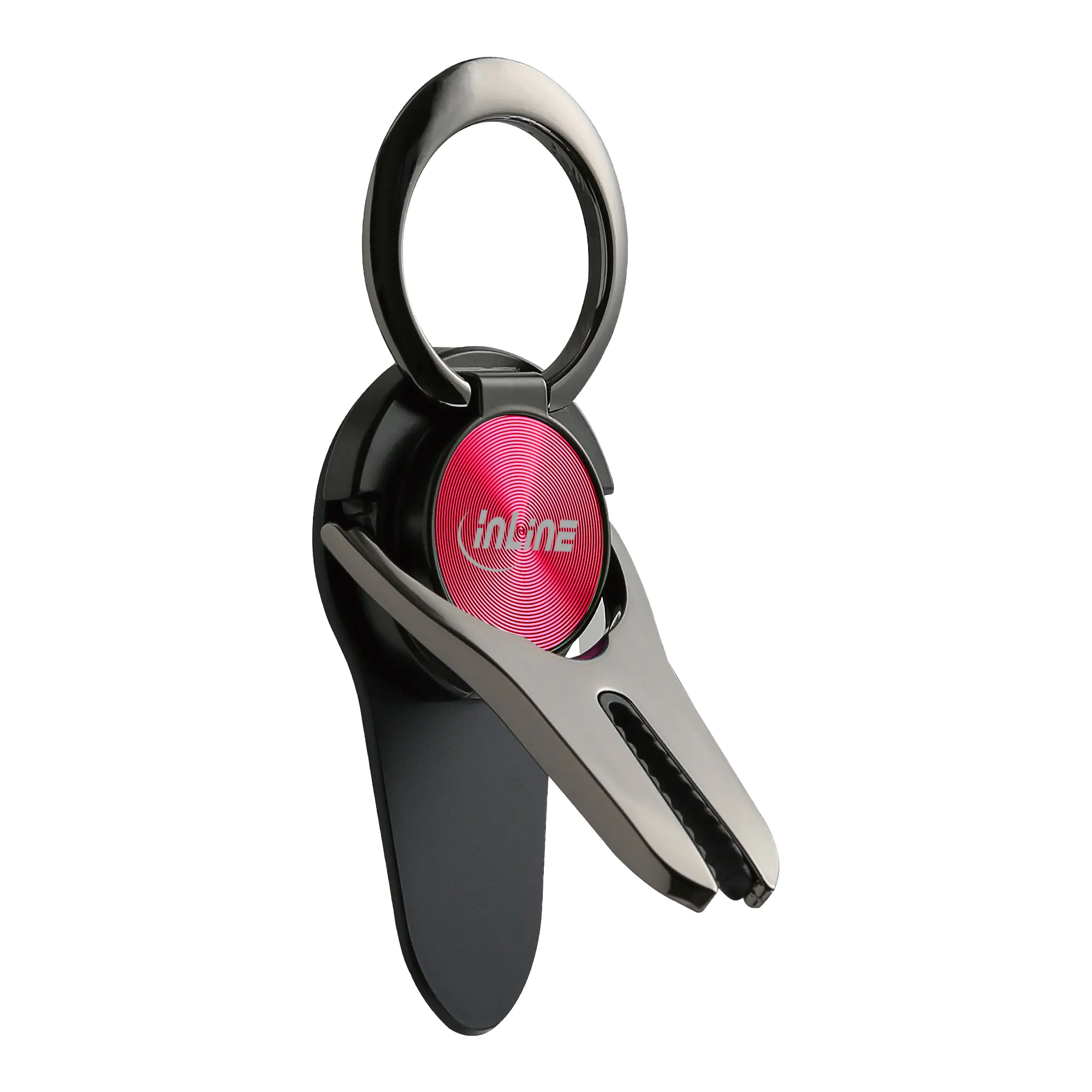 InLine Smartclip 3in1 - Kfz-Halterung/Fingerhalter/Standfuß für Handy - Rot