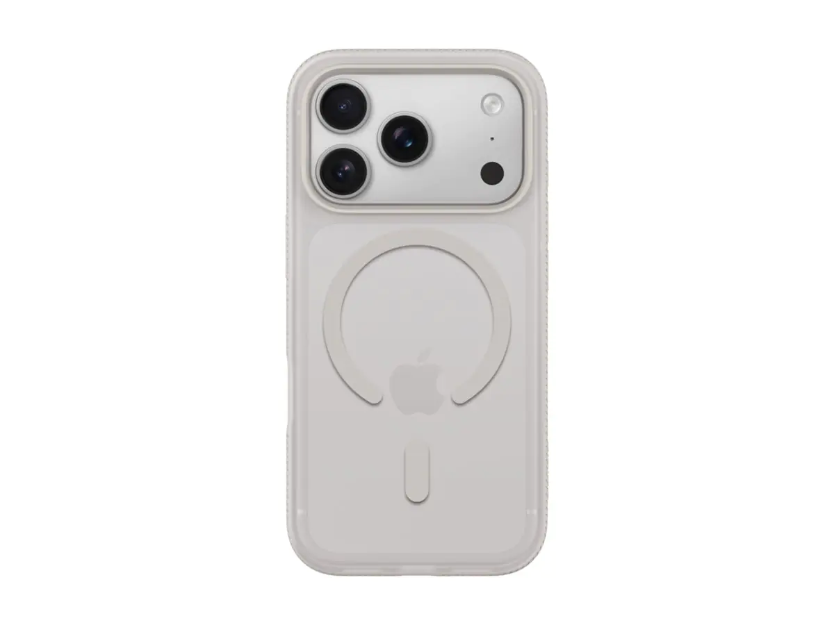 Belkin SheerForce Grip Series - Hintere Abdeckung für Mobiltelefon - MagSafe-Kompatibilität - aus recycelten Materialien hergestellt - Sand - für Apple iPhone 17 Pro