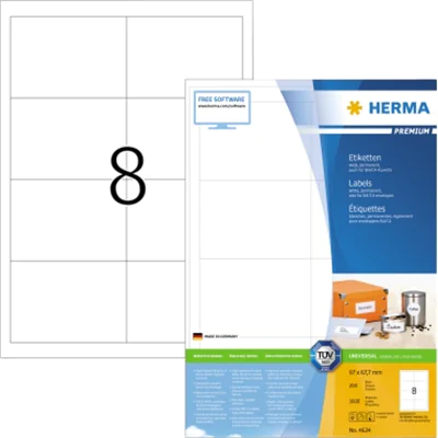 HERMA Etikett Premium 4624 97x67,7mm weiß 1.600 St./Pack.