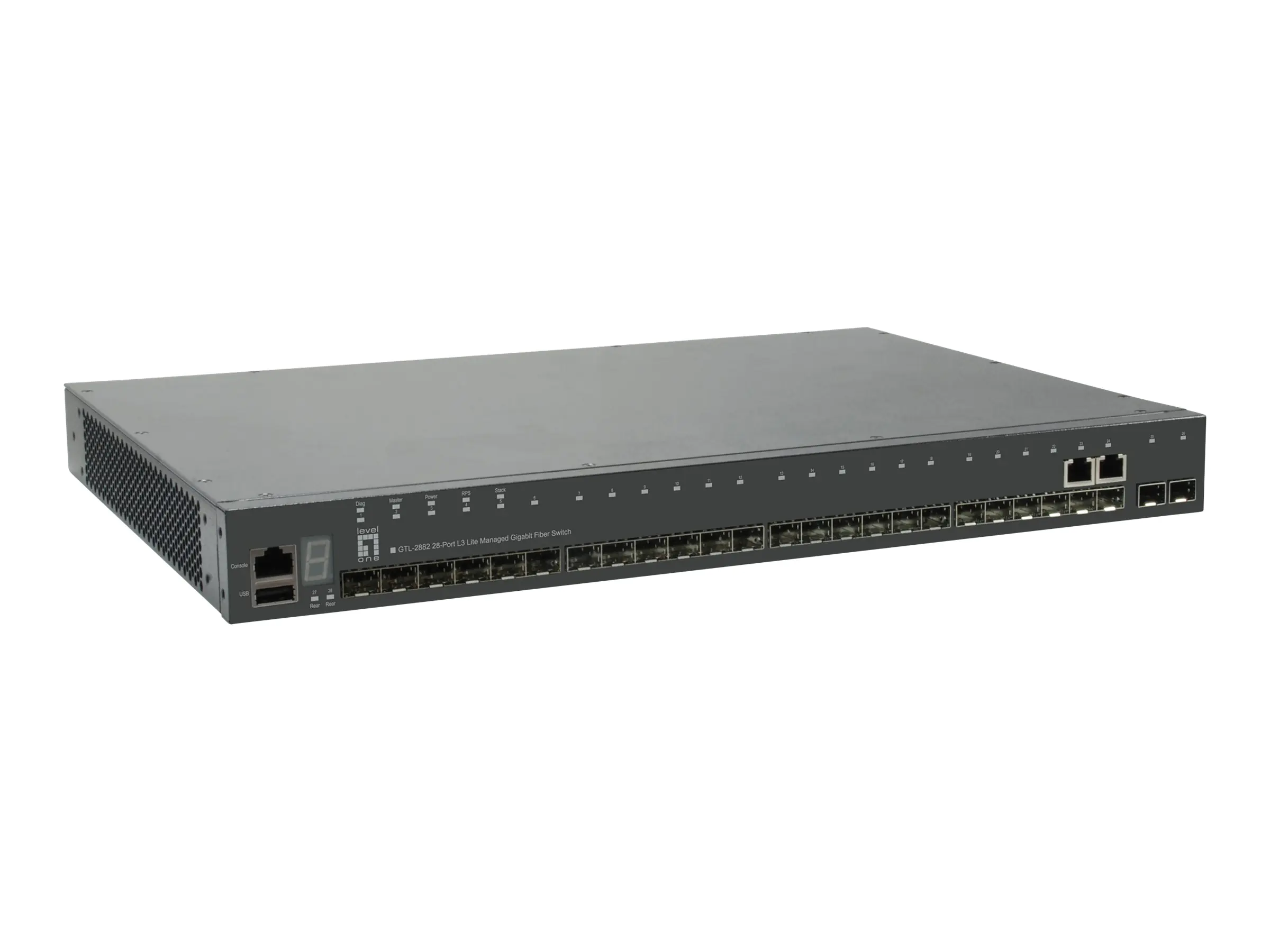 LevelOne GTL-2882 - Switch - L3 Lite - managed - 22 x SFP + 2 x Kombi-Gigabit-SFP + 2 x SFP+ - an Rack montierbar
