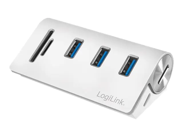 LogiLink USB 3.0 3-Port Hub with Card Reader - Hub - 3 x SuperSpeed USB 3.0 - Desktop