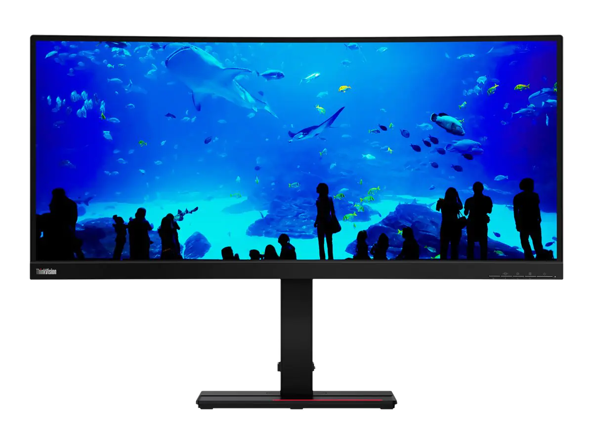 Lenovo ThinkVision T34w-20 - LED-Monitor - gebogen - 86 cm (34") - 3440 x 1440 UWQHD - VA - 350 cd/m² - 3000:1 - 4 ms - HDMI, DisplayPort, USB-C - Raven Black - für ThinkPad P15 Gen 2 20YQ
