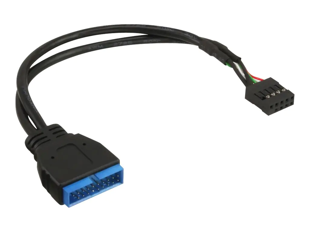 InLine - Internes USB-Kabel - 9-poliger USB 2.0 Kopf (W) zu 19-poliger USB 3.0 Kopf (M) - 30 cm - Schwarz