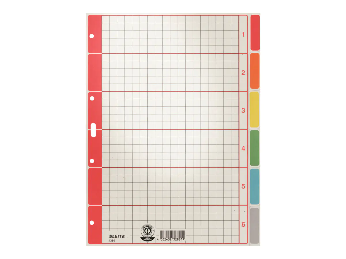 Esselte Leitz Trennelement - 6 Teile - vorgedruckt: 1-6 - für A4 (210 x 297 mm) 4350-00-85