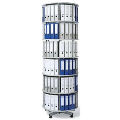 Ordnersäule 80cm 2,39m 6 Etagen 144 Ordner drehbar lichtgrau