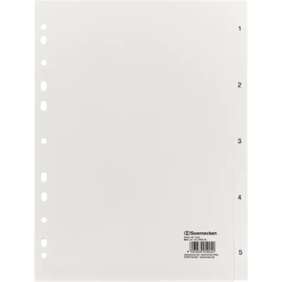 Soennecken Register 2114 DIN A4 1-5 volle Höhe PP weiß