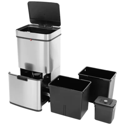 Hailo Abfalleimer Öko Vario XL 50l Edelstahl edelstahl 3 Sortierfächer