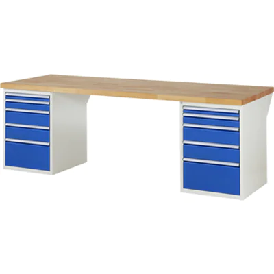 RAU Werkbank 7000 2.500 x 890 x 900 mm (B x H x T) enzianblau lichtgrau