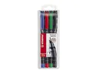 STABILO OHPen universal - Fineliner - permanent - für Overhead-Projektor-Folien - Schwarz, Rot, Blau, Grün - 0.7 mm - fein (Packung mit 4) 842/4