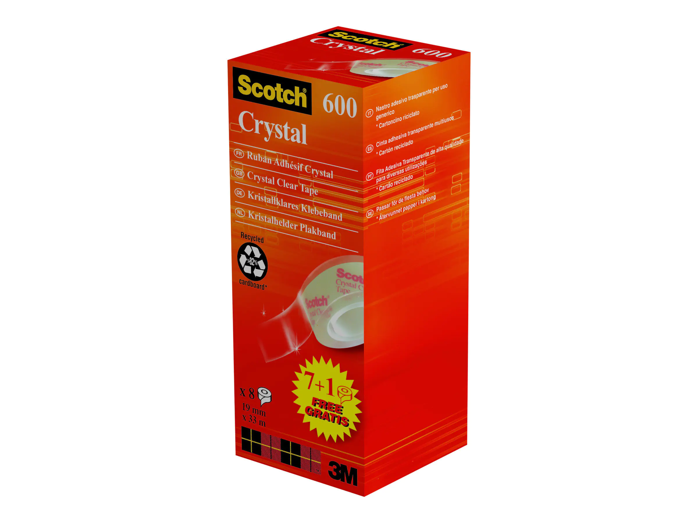 3M Scotch Crystal 600 - Büro-Klebeband (8 Rollen) 6-1933R8