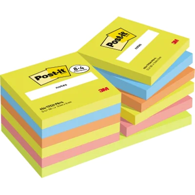 Post-it Haftnotiz Notes Energetic Collection 76 x 76 mm (B x H) farbig sortiert 100 Bl./Block 12 Block/Pack.