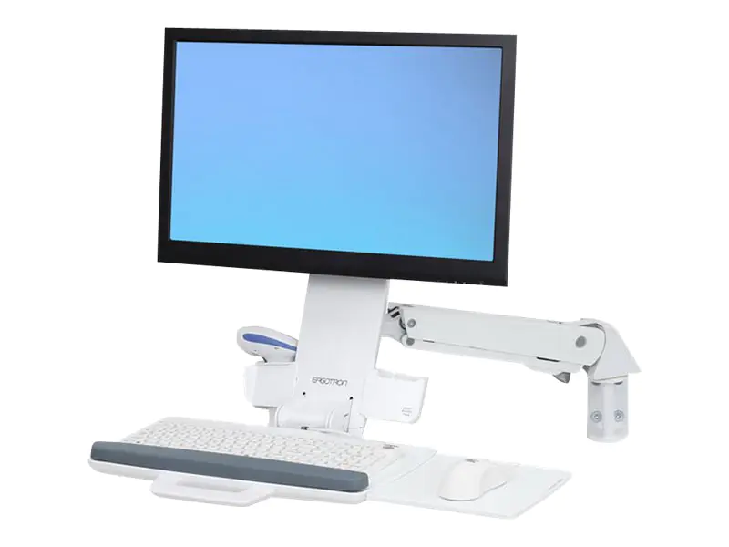 Ergotron Sit-Stand Combo - Befestigungskit (Gelenkarm, Tastatur-Tablett) - für LCD-Display / PC-Ausrüstung - Aluminium, hochwertiger Kunststoff - weiß - Bildschirmgröße: bis zu 61 cm (bis zu 24 Zoll) - Wandmontage