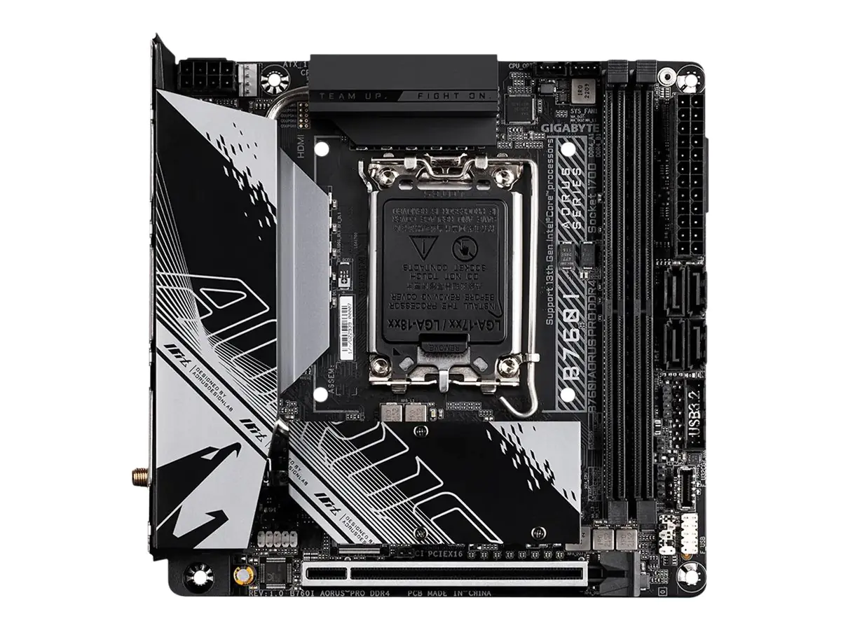 AORUS B760I PRO DDR4 - 1.0 - Motherboard - Mini-ITX - LGA1700-Sockel - B760 Chipsatz - USB-C 3.2 Gen2, USB-C 3.2 Gen 1, USB 3.2 Gen 2, USB 3.2 Gen 1 - 2.5 Gigabit LAN, Wi-Fi 6, Bluetooth - Onboard-Grafik (CPU erforderlich) - HD Audio (8-Kanal)