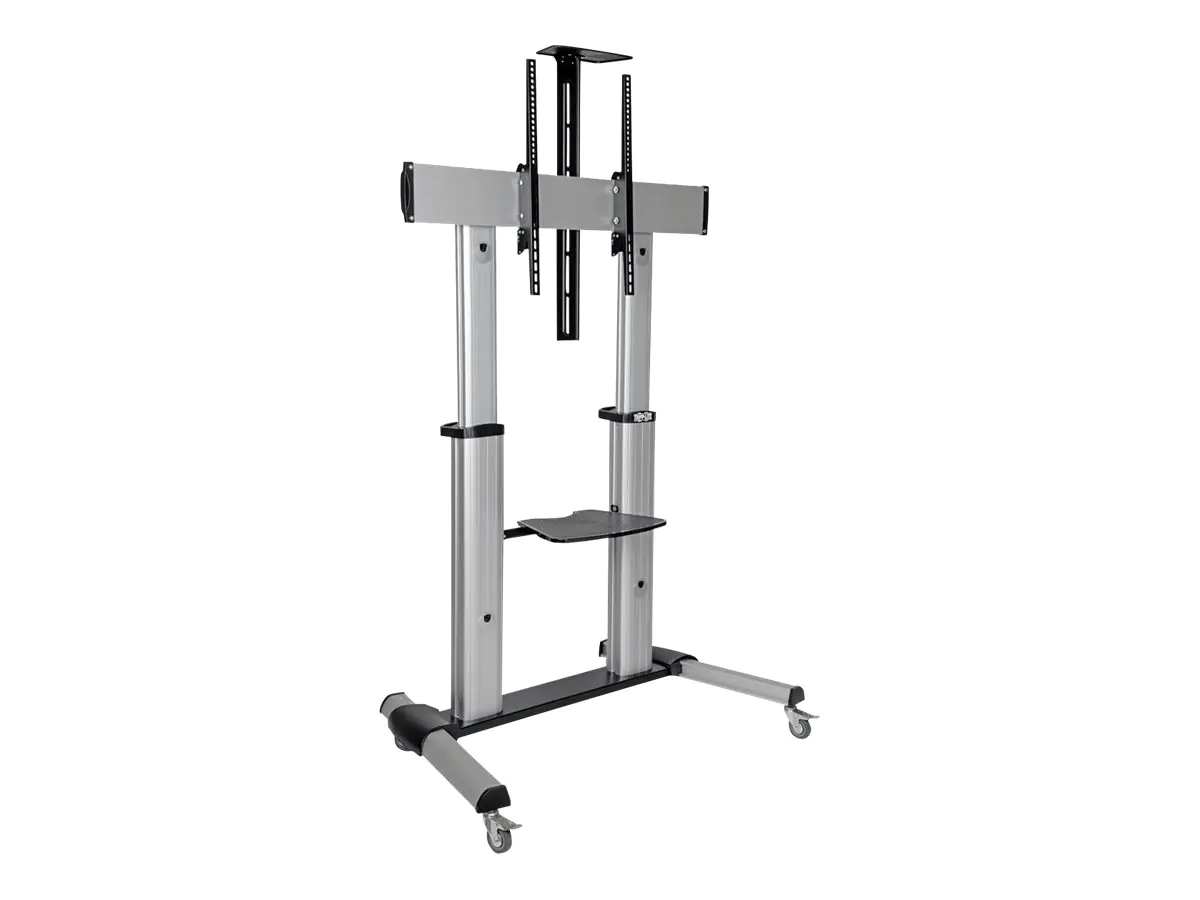 Eaton Tripp Lite Series Heavy-Duty Rolling TV Stand, Height Adjustable, 60" - 100" Screens - Wagen - für Flachbildschirm / Whiteboard / Notebook / AV-Ausrüstung - Aluminium, Stahl - Schwarz, Silber - Bildschirmgröße: 152.4-254 cm (60"-100")