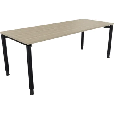 Schreibtisch Vierfuß Rundrohr B2000xT800xH680-820 an/Eiche Natur