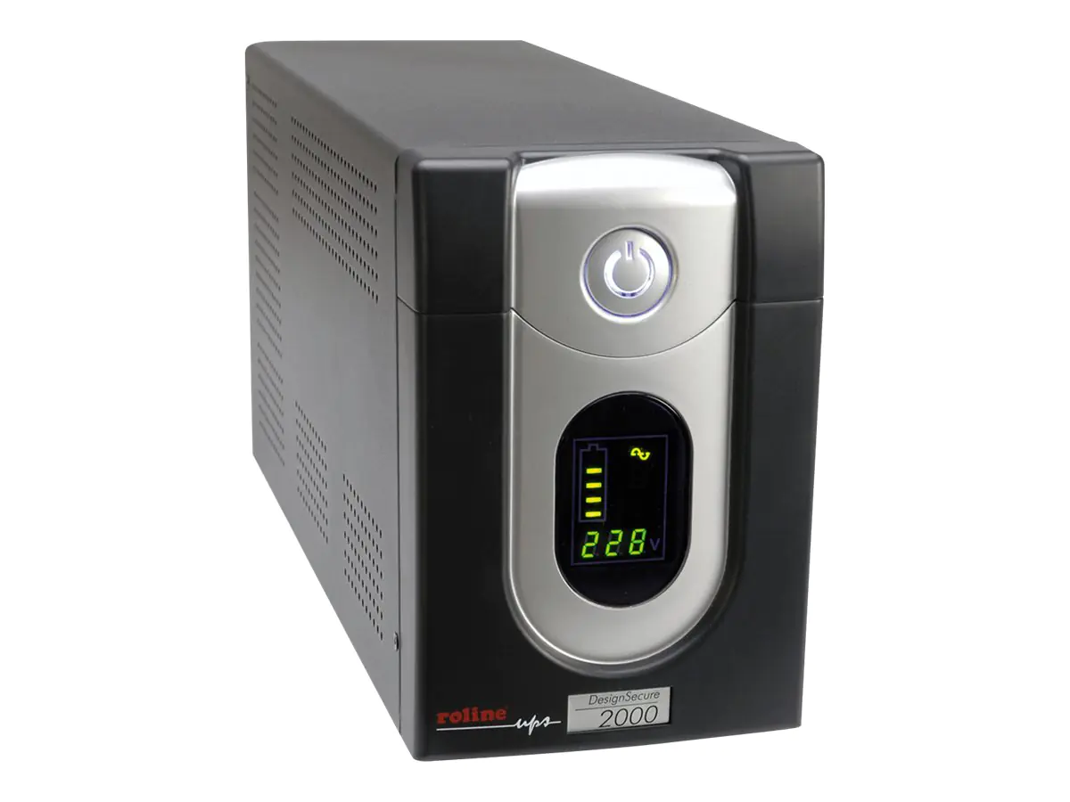 ROLINE DesignSecure 2000 - USV - Wechselstrom 230 V - 1.2 kW - 2000 VA - USB - Ausgangsanschlüsse: 6 - Schwarz, Silber